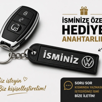 İsimli Volkswagen Anahtarlık , Kişiye Özel - Hediyelik İsimli Araç Logolu Anahtarlık - İsimli VW Araba Anahtarlığı