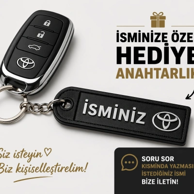 İsimli Toyota Anahtarlık , Kişiye Özel - Hediyelik İsimli Araç Logolu Anahtarlık - İsimli Toyota Araba Anahtarlığı