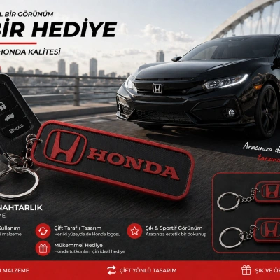 HONDA Anahtarlık , Honda Logolu Çift Yönlü Araç Anahtarlık - Honda Araba Anahtarlığı