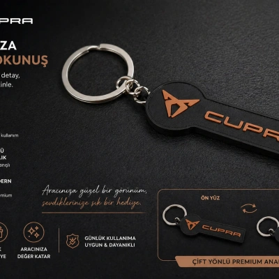 CUPRA  Anahtarlık , Cupra Logolu Çift Yönlü Araç Anahtarlık - Cupra Araba Anahtarlığı