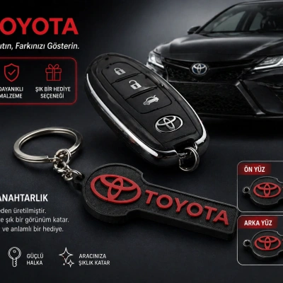 Toyota Anahtarlık , Toyota Logolu Çift Yönlü Araç Anahtarlık - Toyota Araba Anahtarlığı