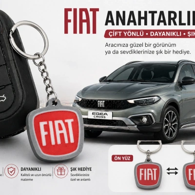 Fiat Anahtarlık , Fiat Logolu Çift Yönlü Araç Anahtarlık - Fiat Araba Anahtarlığı