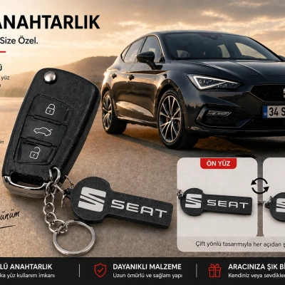Seat Anahtarlık , Seat Logolu Çift Yönlü Araç Anahtarlık - Seat Araba Anahtarlığı