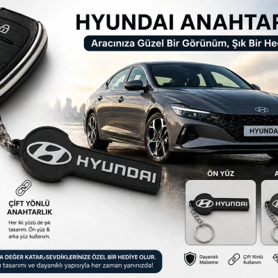 Hyundai Anahtarlık , Hyundai Logolu Çift Yönlü Araç Anahtarlık - Hyundai Araba Anahtarlığı