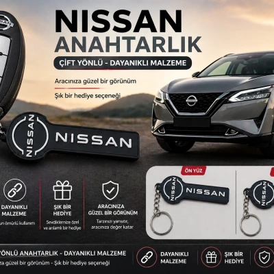 Nissan Anahtarlık , Nissan Logolu Çift Yönlü Araç Anahtarlık - Hediyelik Nissan Araba Anahtarlığı