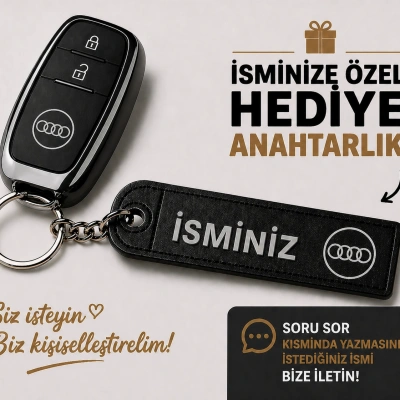 İsimli AUDİ Anahtarlık , Kişiye Özel - Hediyelik İsimli Audi Araç Logolu Anahtarlık - İsimli Araba Anahtarlığı