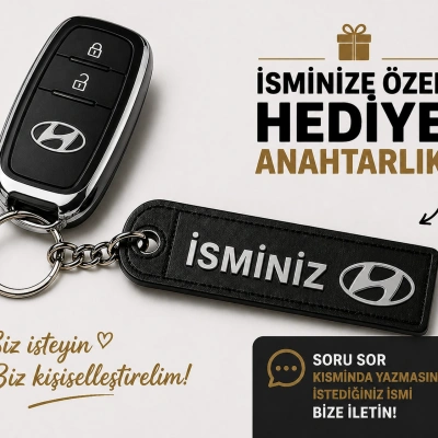 İsimli Hyundai Anahtarlık , Kişiye Özel - Hediyelik İsimli Hyundai Araç Logolu Anahtarlık - İsimli Araba Anahtarlığı
