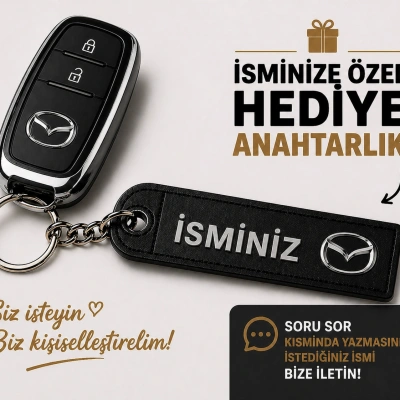 İsimli Mazda Anahtarlık , Kişiye Özel - Hediyelik İsimli Mazda Araç Logolu Anahtarlık - İsimli Araba Anahtarlığı