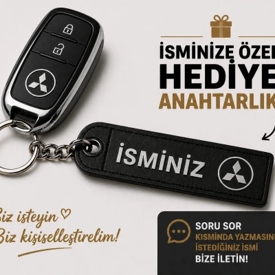 İsimli Mitsubishi Anahtarlık , Kişiye Özel - Hediyelik İsimli Mitsubishi Araç Logolu Anahtarlık - İsimli Araba Anahtarlığı