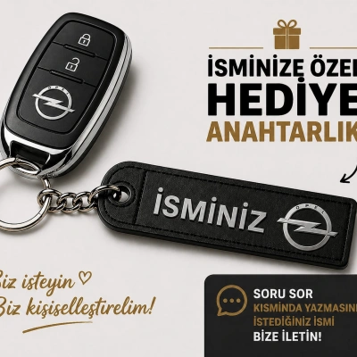 İsimli Opel Anahtarlık , Kişiye Özel - Hediyelik İsimli Opel Araç Logolu Anahtarlık - İsimli Araba Anahtarlığı
