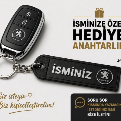 İsimli Peugeot Anahtarlık , Kişiye Özel - Hediyelik İsimli Peugeot Araç Logolu Anahtarlık - İsimli Araba Anahtarlığı