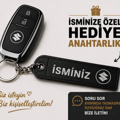 İsimli Suzuki Anahtarlık , Kişiye Özel - Hediyelik İsimli Suzuki Araç Logolu Anahtarlık - İsimli Araba Anahtarlığı