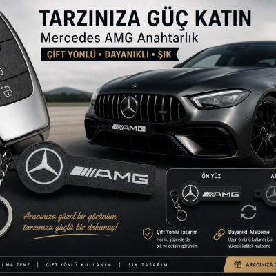 Mercedes Anahtarlık , Mercedes Logolu Çift Yönlü Araç Anahtarlık - Hediyelik Mercedes Araba Anahtarlığı