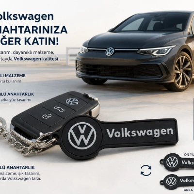 Volkswagen Anahtarlık , VW Logolu Çift Yönlü Araç Anahtarlık - Hediyelik Volkswagen Araba Anahtarlığı