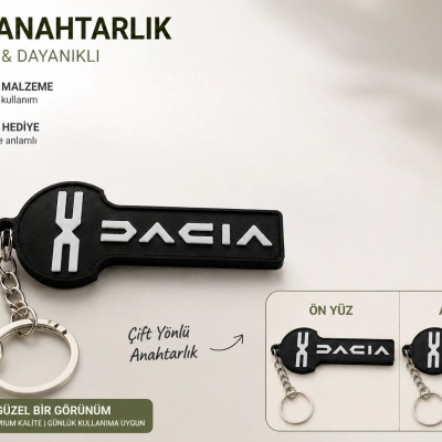 Dacia Anahtarlık , Dacia Logolu Çift Yönlü Araç Anahtarlık - Hediyelik Dacia Araba Anahtarlığı