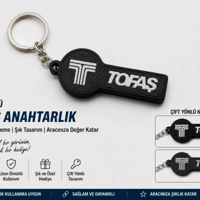 Tofaş Anahtarlık , Tofaş Logolu Çift Yönlü Araç Anahtarlık - Hediyelik Tofaş Araba Anahtarlığı