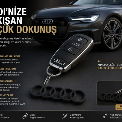 AUDİ Anahtarlık , AUDİ Logolu Çift Yönlü Araç Anahtarlık - AUDİ Araba Anahtarlığı
