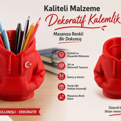 Polar Kalemlik , Türk Bayraklı Polar Masa Üstü Kalemlik , Polar Kıyafet Görünümlü Masaüstü Kalemlik
