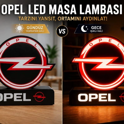Opel Masa Lambası , Opel Logolu Led Işıklı Masa Lambası , Opel Gündüz Gece Masa Lambası