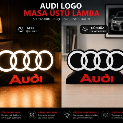 Audi Masa Lambası , Audi Logolu Led Işıklı Masa Lambası , Audi Gündüz Gece Masa Lambası