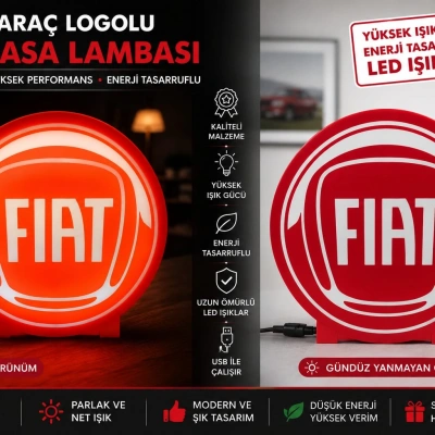 Fiat Masa Lambası , Fiat Logolu Led Işıklı Masa Lambası , Fiat Gündüz Gece Masa Lambası