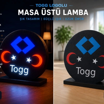 TOGG Masa Lambası , Togg Logolu Led Işıklı Masa Lambası , Togg Gündüz Gece Masa Lambası