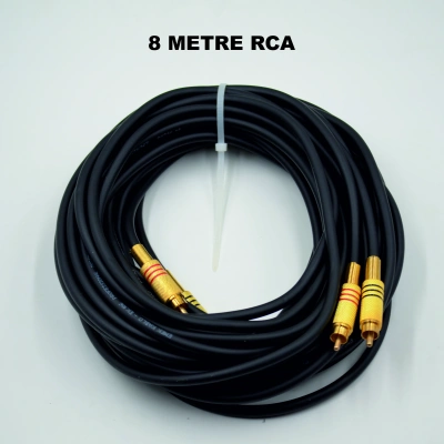 Amfi Rca Kablosu – 8 Metre - El Yapımı %100 Bakır – Uzun Anfi Rca Ses Kablosu - 8 MT
