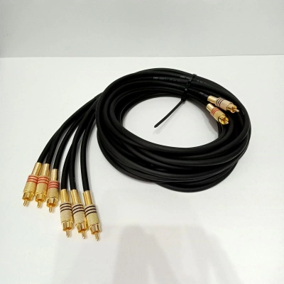 Amfi Rca Kablosu - El Yapımı %100 Bakır Parazit Yapmaz - 2 Giriş 6 Çıkış Anfi Rca Kablosu - 4 Metre