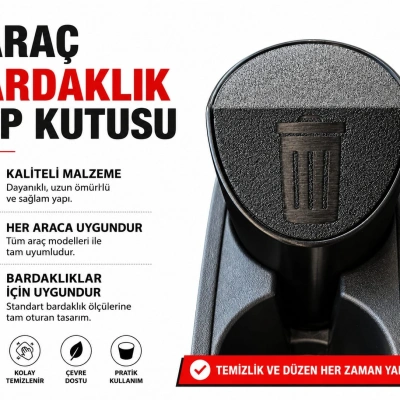 Araç Çöp Kutusu , Araç Bardaklık Çöp Kovası , Araç Bardaklığa Takılan Çöp Kutusu
