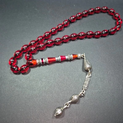 Ateş Kehribar Tesbih , Nakkaş İşçilik İmameli Püsküllü Tesbih , Püsküllü Ateş Kehribar Tespih