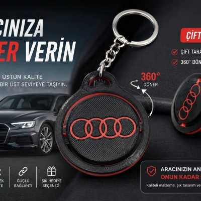 AUDİ Anahtarlık , AUDİ Döner Araç Anahtarlık - AUDİ Çift Yönlü Araba Anahtarlığı