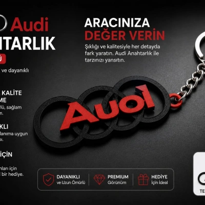 AUDİ Anahtarlık , AUDİ Logolu Araç Anahtarlık - AUDİ Araba Anahtarlığı
