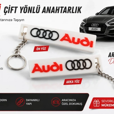 AUDİ Anahtarlık , AUDİ Logolu Araç Anahtarlık - AUDİ Çift Yönlü Araba Anahtarlığı