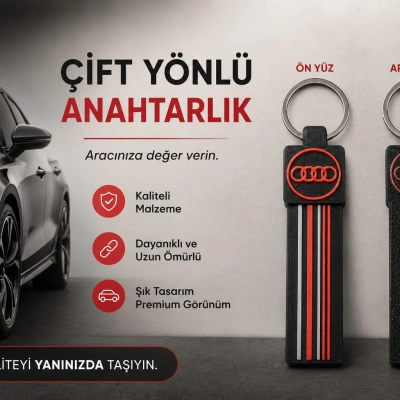 Audi Anahtarlık Çizgili , Audi Araç Anahtarlık - Audi Çift Yönlü Araba Anahtarlığı
