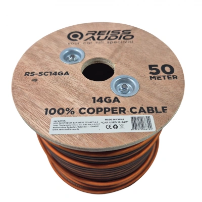 Bakır Amfi Hoparlör Kablosu 14GA – %100 Bakır – Reiss Audio 14GA Anfi Bass Kablosu – 5 Metre