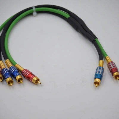 Bakır Amfi Rca Kablosu 50cm - 2 Giriş 4 Çıkış Anfi Rca Kablosu - 50cm - El Yapımı Tam Bakır - 50 cm