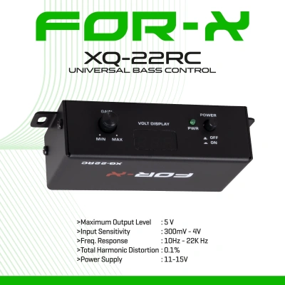Bass Kontrol - For-x XQ-22RC Universal Amfi Bass Kontrol - Voltaj Göstergeli Bass Ayar Kumandası
