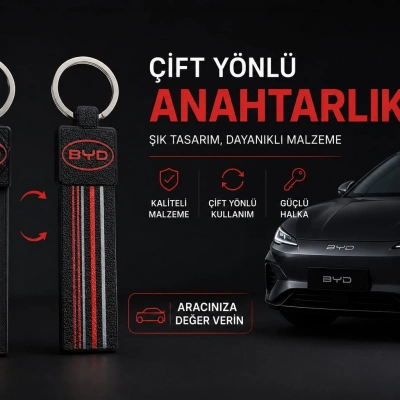 BYD Anahtarlık Çizgili , BYD Araç Anahtarlık - BYD Çift Yönlü Araba Anahtarlığı