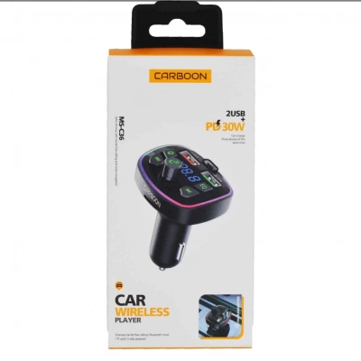 Carboon FM Transmitter - MS-C36 Premium 30W Üç Girişli 5.0 Bluetooth FM Transmitter - Çakmaklıktan Müzik Dinleme