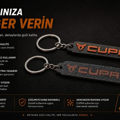 Cupra Anahtarlık Sade , Cupra Araç Anahtarlık - Cupra Çift Yönlü Araba Anahtarlığı