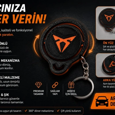 Cupra Anahtarlık , Cupra Döner Araç Anahtarlık - Cupra Çift Yönlü Araba Anahtarlığı