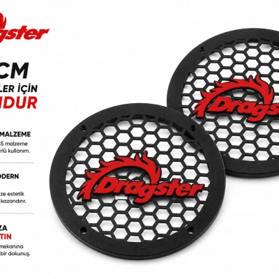 Dragster 20cm Hoparlör Kapağı - Dragster Logolu Kaliteli Plastik Midrange Hoparlör Kapak 20 cm - 2 Adet