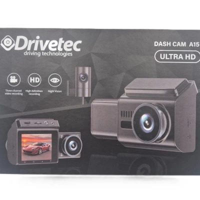 Drivetec 3 Kameralı Araç Ön , İç ve Arka Kayıt Kamerası , Ultra HD, Ekranlı, Araç İçi + Ön + Arka Kamera Siyah