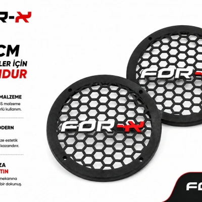 For-x 20cm Hoparlör Kapağı - For-x Logolu Kaliteli Plastik Midrange Hoparlör Kapak 20 cm - 2 Adet
