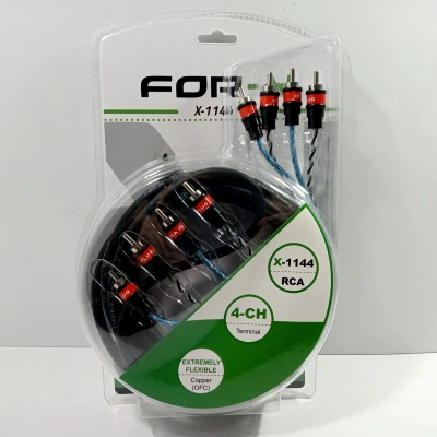 For-x Amfi RCA Kablosu – 4 Giriş 4 Çıkış – For-x %100 Bakır – Anfi Rca Kablosu – 5 Metre