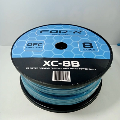 For-x Bakır Amfi Güç Kablosu 8GA – %100 Bakır – For-x OFC 8GA Anfi Power Kablosu – 5 Metre