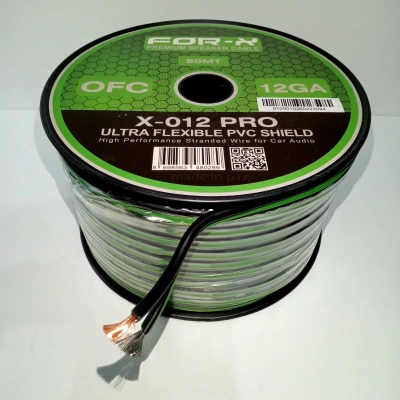 For-x Bakır Amfi Hoparlör Kablosu 12GA – %100 Bakır – OFC 12GA Anfi Bass Kablosu – 5 Metre