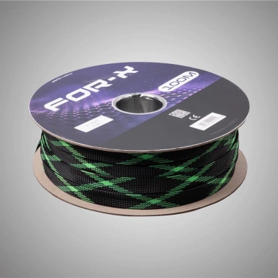For-x Kablo Çorabı 20mm - For-x 20mm Yeşil Siyah Amfi Kablo Toplayıcı - 1 Metre