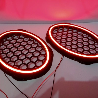 Işıklı Oval Hoparlör Kapağı – Kırmızı Renkte Işıklı Oval Midrange Kapak – 1 Takım