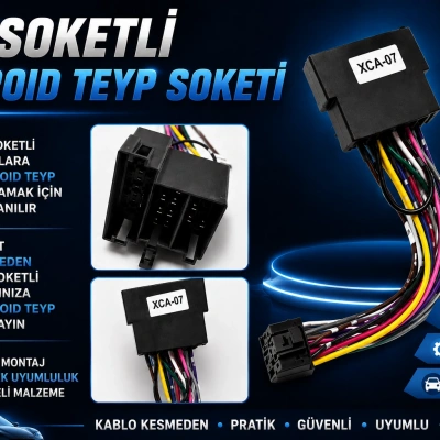 ISO Soketli Android Teyp Soketi - Android Multimedya Teypler İçin Universal Teyp Soketi - Android Oem Double Teyp Soketi
